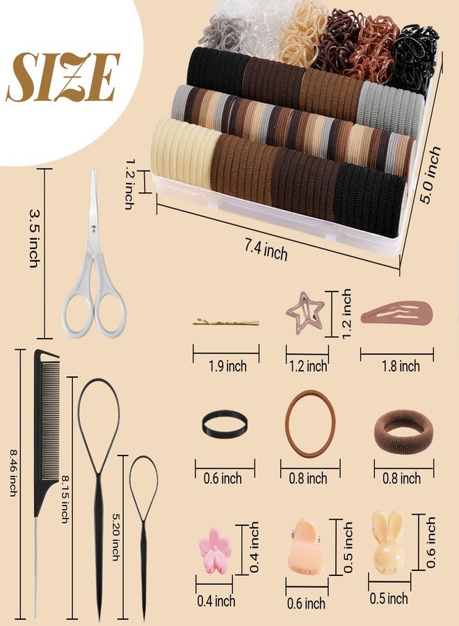 IKOCO 822PCS Elastic Hair Ties, IKOCO Hair Bands Hair Accessories for Girls with Hair Clips, Neutral Colors - Image 2